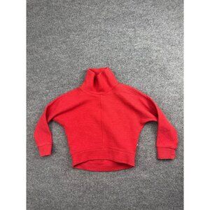 Zella Carey Quilted Sweater Girl Kids' XS Red Ribbed Funnel Neck Pullover